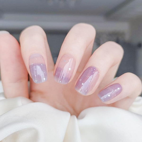 QUINNAS PURPLE STAR SERIES Semi-Cured Gel Nail Wraps, Semi Cured Gel Nail Strips【BUY ANY 2 NAIL KITS GET FREE UV LAMP】- MGHZ109