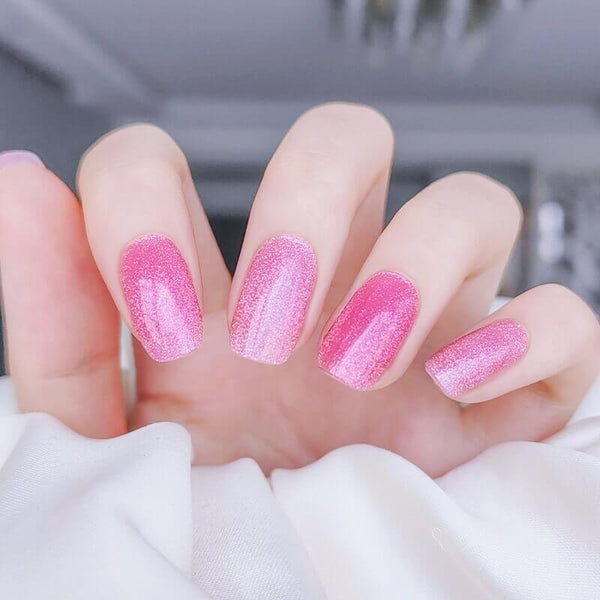 August Nails QUINNAS PINK CAT EYE Semi-Cured Gel Nail Wraps, Semi Cured Gel Nail Strips【BUY ANY 2 NAIL KITS GET FREE UV LAMP】- NG200232