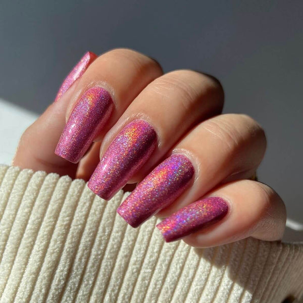 August Nails QUINNAS HOLOGRAPHIC PINK Semi-Cured Gel Nail Wraps, Semi Cured Gel Nail Strips【BUY ANY 2 NAIL KITS GET FREE UV LAMP】- NG200319