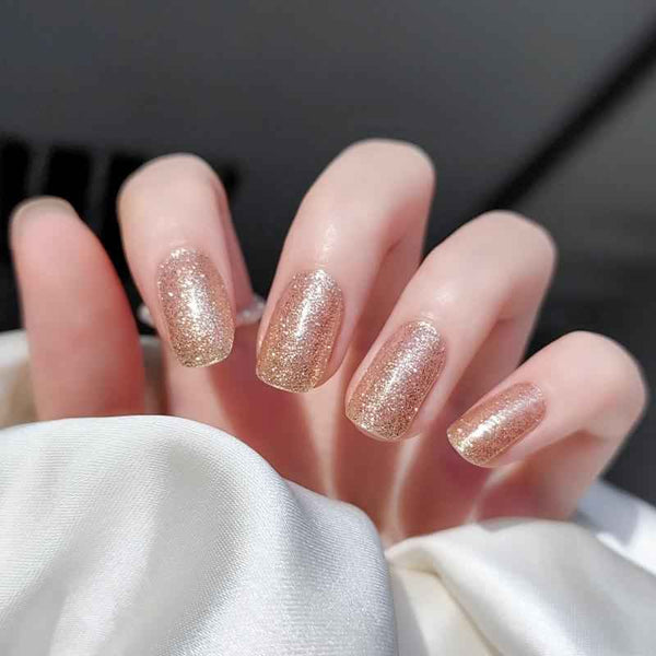 August Nails QUINNAS GOLDEN GLITTER Semi-Cured Gel Nail Wraps, Semi Cured Gel Nail Strips【BUY ANY 2 NAIL KITS GET FREE UV LAMP】- NG200026