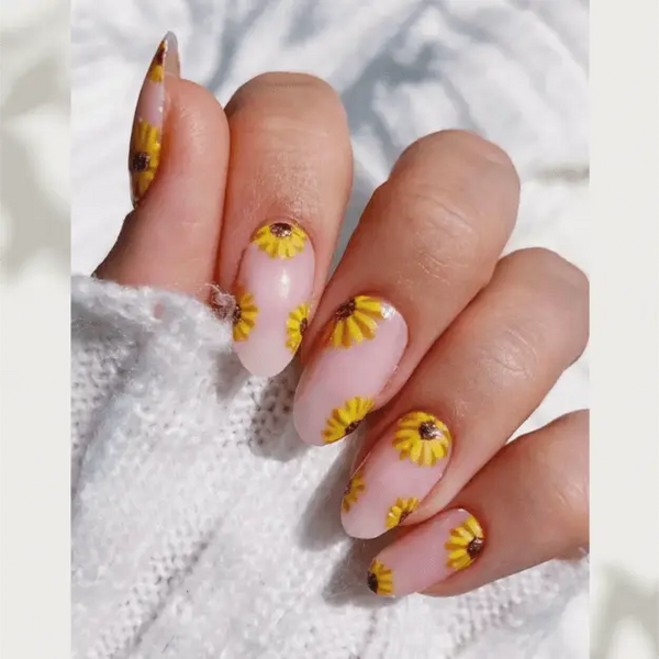 Spring Nails Cute Sunflower Nail Art Ideas Semi Cured Gel Nail Strips - NG200145 Quinnas