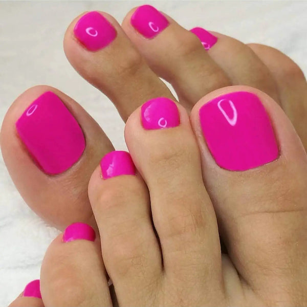 Summer Toe Nails Hot Pink Toe Nails Semi Cured Gel Nail Strips - NGF200009 Quinnas