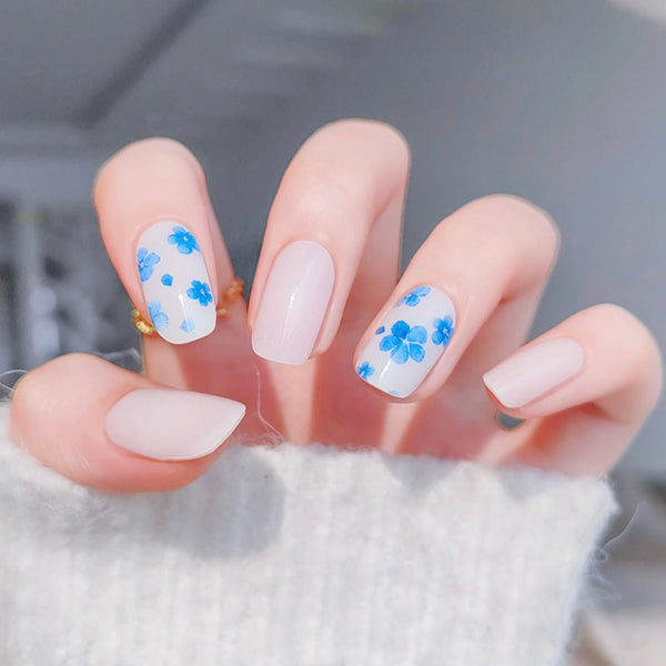 August Nails QUINNAS PORCELAIN FLORALS Semi-Cured Gel Nail Wraps, Semi Cured Gel Nail Strips【BUY ANY 2 NAIL KITS GET FREE UV LAMP】- NG200190